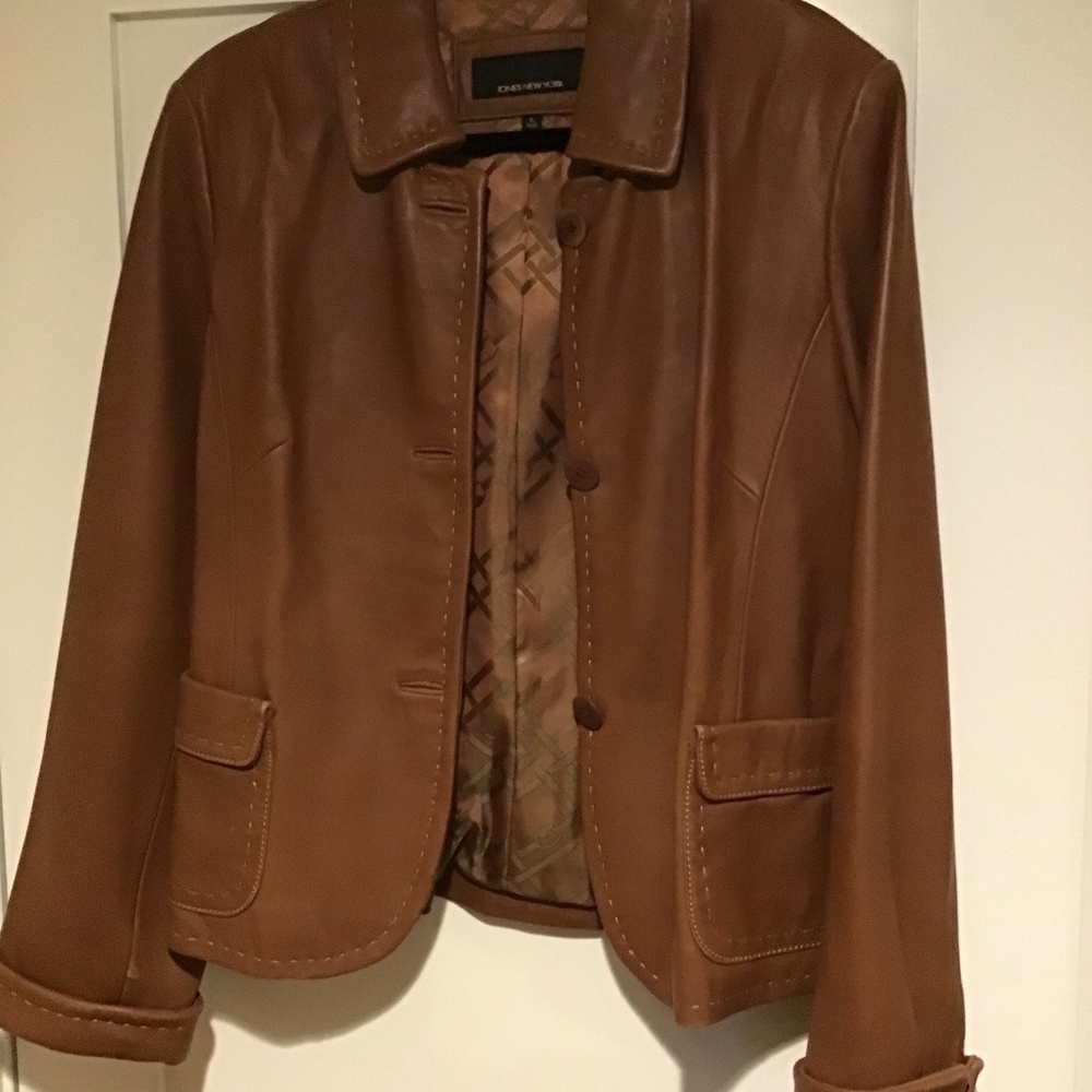 Leather jacket with back peplum